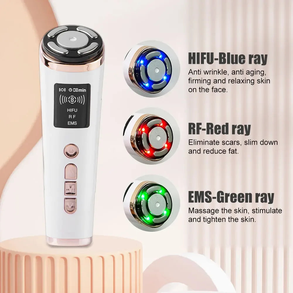 Lifting facial elétrico HIFU, lifting facial por ultrassom, reafirmação da pele com corrente, EMS, microcorrentes, rejuvenescimento da pele, cuidados de beleza