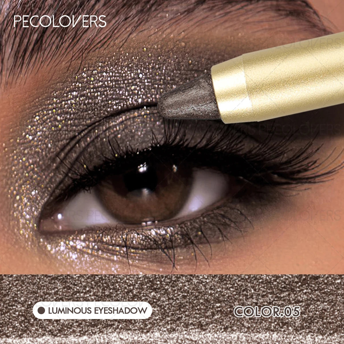 Sombra em bastão à prova de manchas e à prova de água, bastão de sombra com duas pontas, pincel de esponja, acabamentos brilhantes e mate