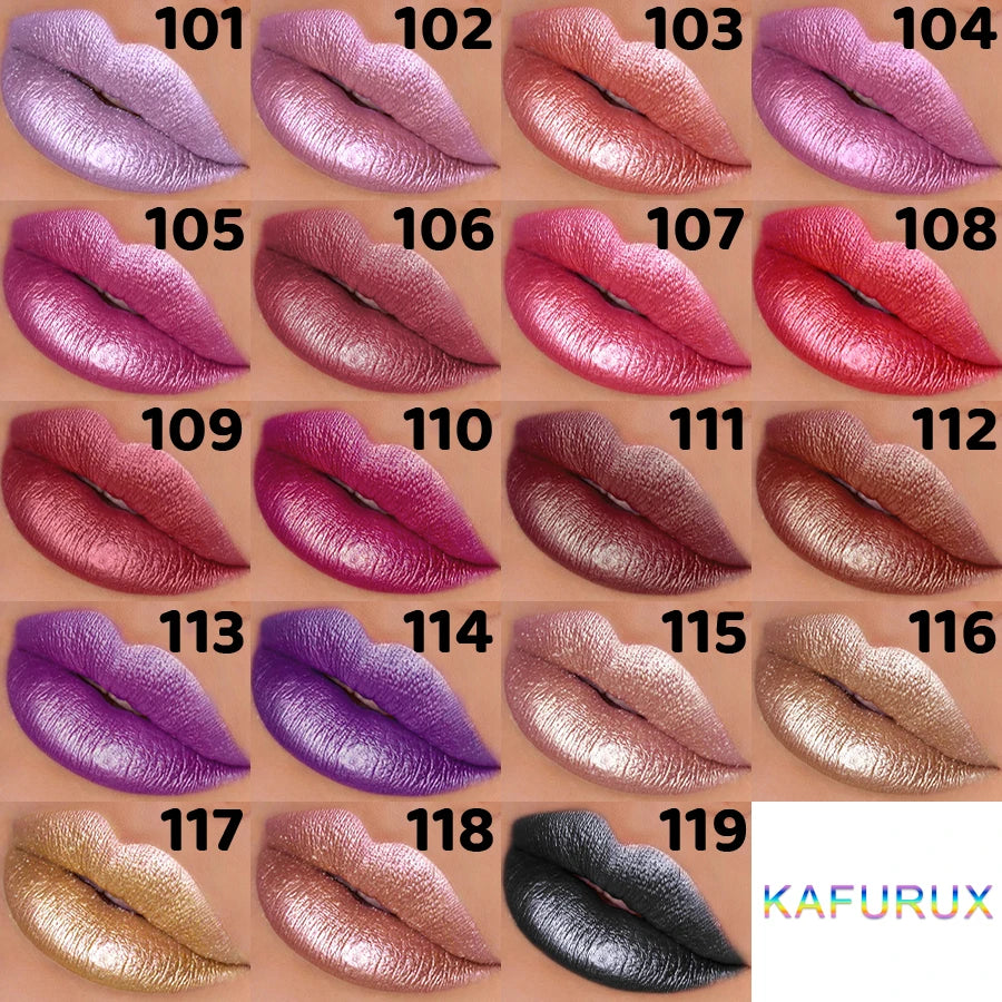 Batom com purpurina em 19 cores: vermelho e rosa hidratantes, brilho cintilante, cor de lábios altamente pigmentada, tintas labiais com acabamento metálico