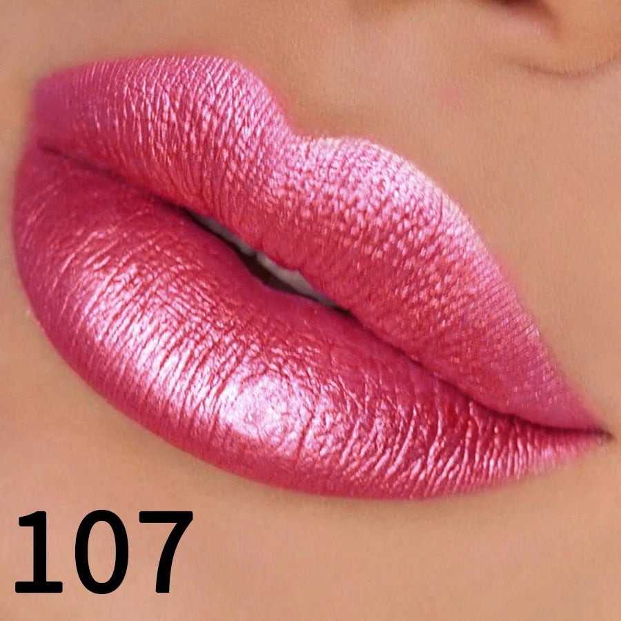 Batom com purpurina em 19 cores: vermelho e rosa hidratantes, brilho cintilante, cor de lábios altamente pigmentada, tintas labiais com acabamento metálico
