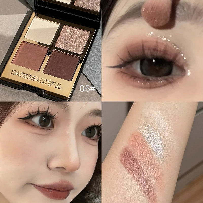 Paleta de Sombras de Olhos: Peroladas, Brilhantes, Mate, Glitter e Pigmentos Cintilantes - Maquilhagem Duradoura em Tons Terrosos e Preto