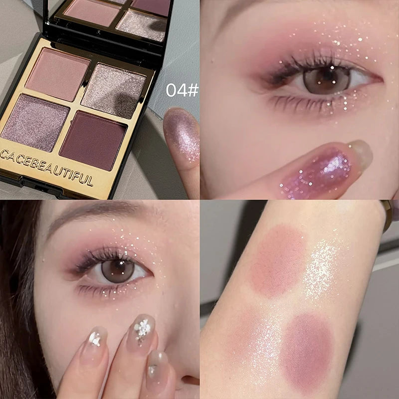 Paleta de Sombras de Olhos: Peroladas, Brilhantes, Mate, Glitter e Pigmentos Cintilantes - Maquilhagem Duradoura em Tons Terrosos e Preto