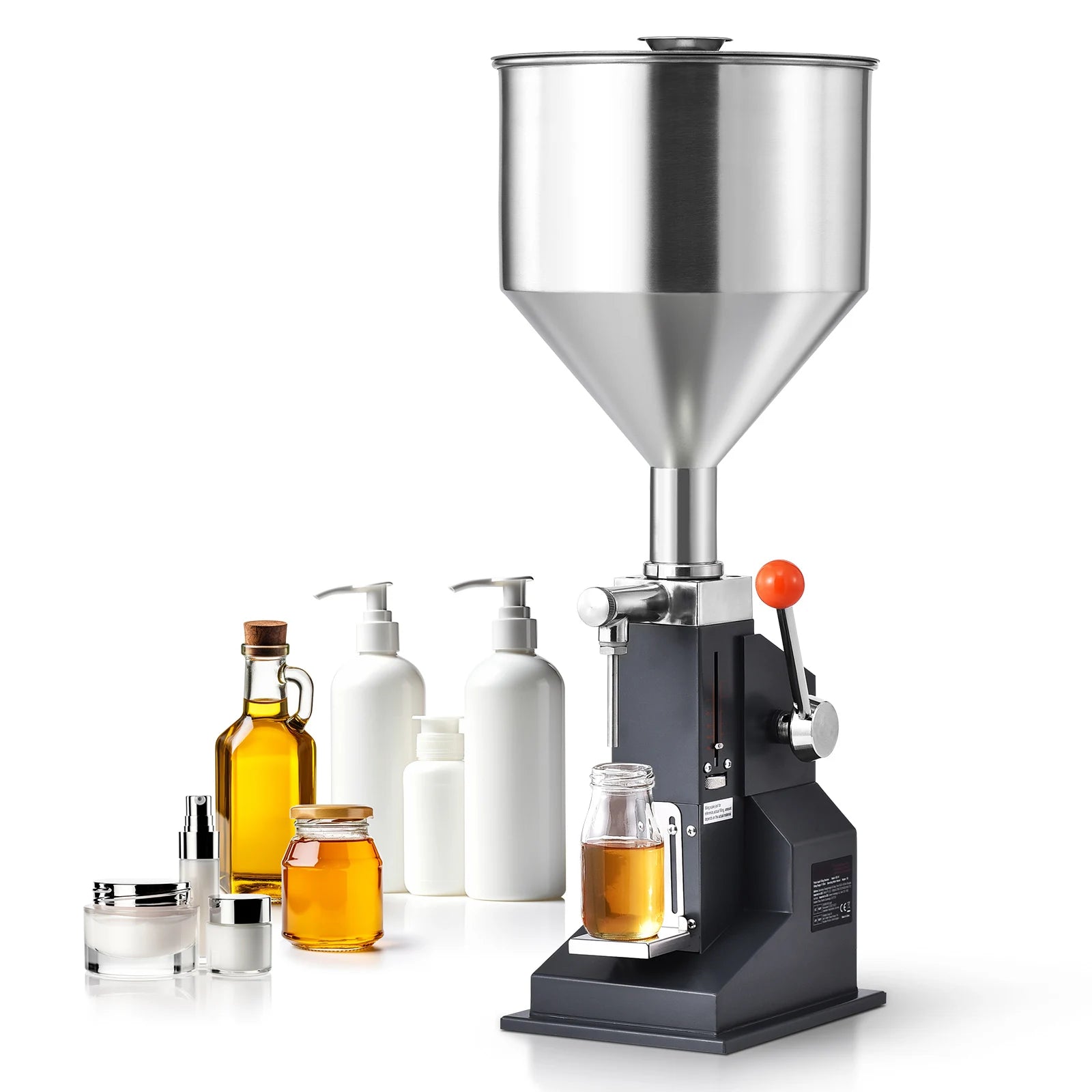 Máquina de enchimento manual de líquidos SucceBuy A03, 5-50 ml/5-100 ml, para frascos de pasta, ajustável com tremonha, para água, champô e mel
