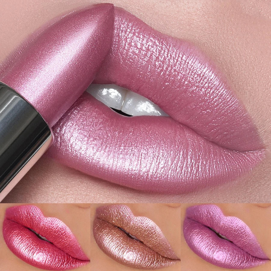 Batom com purpurina em 19 cores: vermelho e rosa hidratantes, brilho cintilante, cor de lábios altamente pigmentada, tintas labiais com acabamento metálico