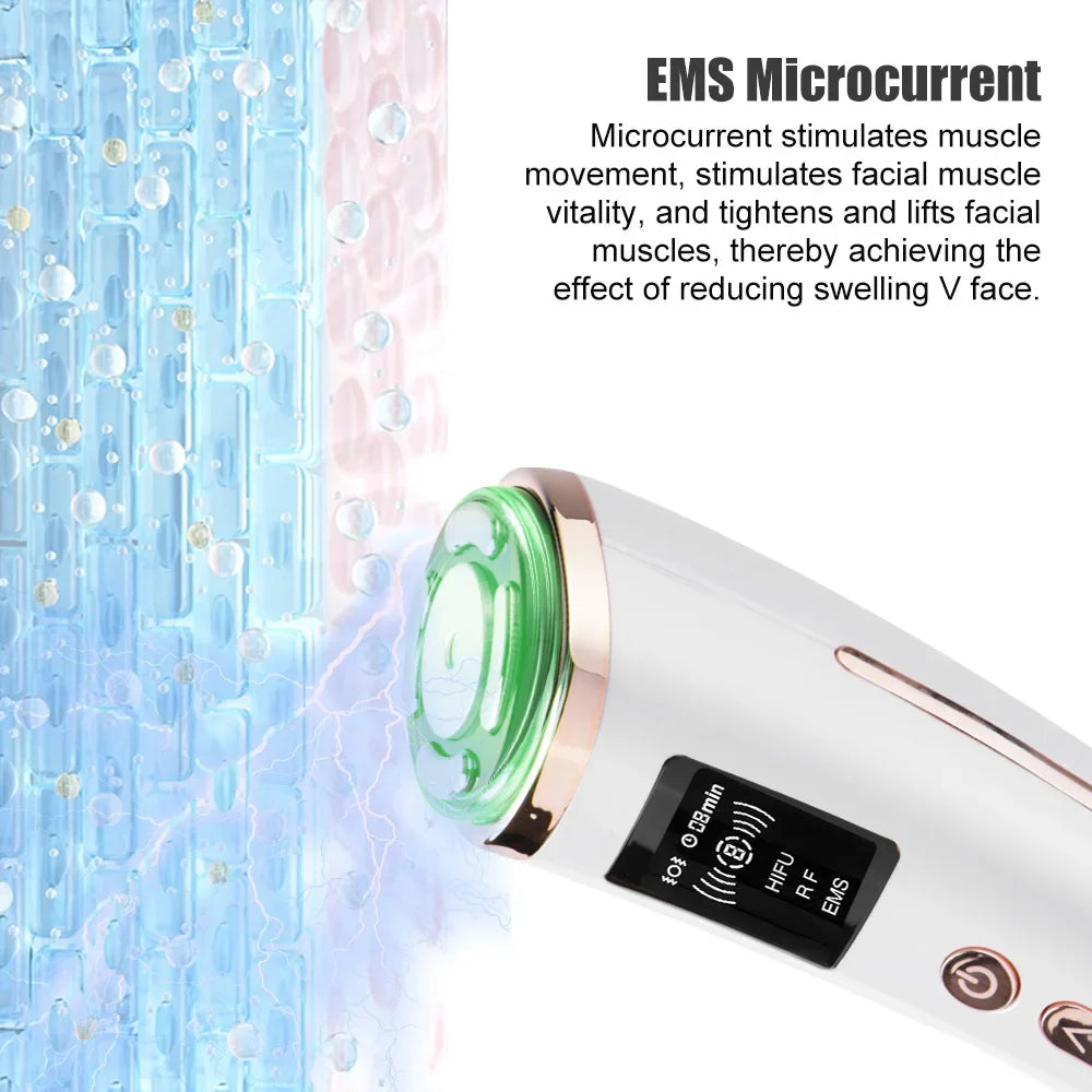 Lifting facial elétrico HIFU, lifting facial por ultrassom, reafirmação da pele com corrente, EMS, microcorrentes, rejuvenescimento da pele, cuidados de beleza
